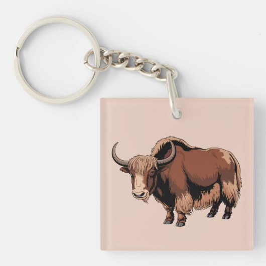 Cute & adorable brown Yak  Sleutelhanger (voorkant)