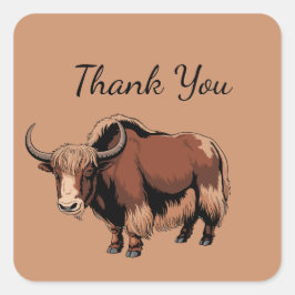 Cute & adorable brown Yak Vierkante Sticker