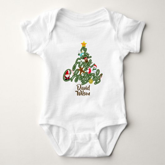 Cute Adorable My First Christmas Tree Baby Romper (Voorkant)