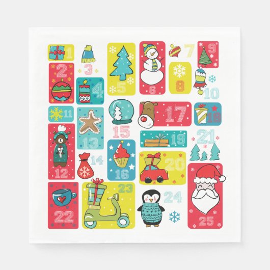 Cute Advent Calendar Cartoon style Servet (Voorkant)