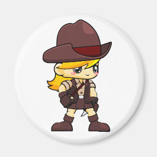 Cute Adventure Girl Cartoon Magneet