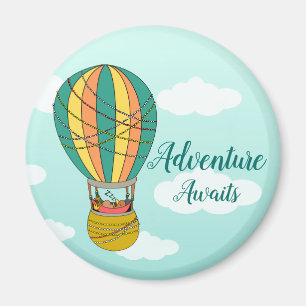 Cute Adventure wacht op vogel in Hot Air Ballon Ki Magneet