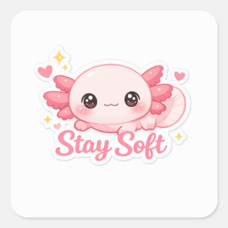 Cute Aesthetic Axolotl Vierkante Sticker