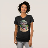 Cute Affenpinscher Succulent | 3D Grey Monkey Dog T-shirt (Voorkant volledig)