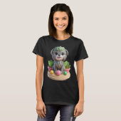 Cute Affenpinscher Succulent | 3D Grey Monkey Dog T-shirt (Voorkant volledig)