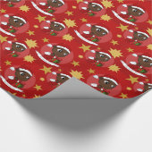 Cute African American baby met een kerstpet Cadeaupapier (Hoek)