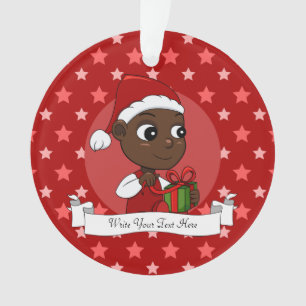 Cute African American baby met een kerstpet Ornament