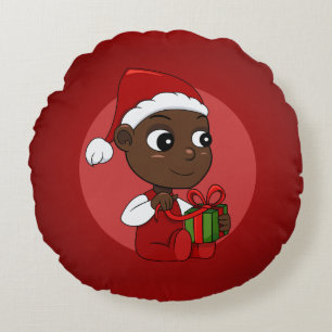 Cute African American baby met een kerstpet Rond Kussen
