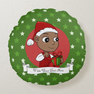 Cute African American baby met een Santa hat Rond Kussen