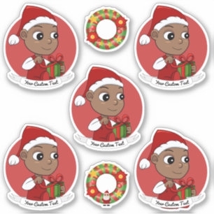 Cute African American baby met een Santa hat Sticker