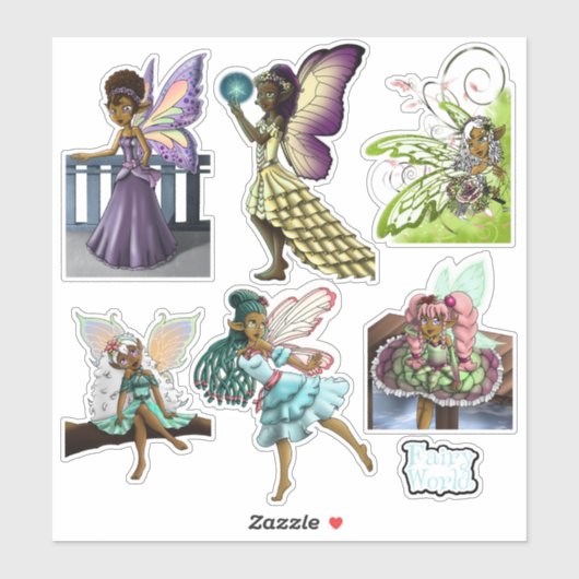 Cute African American Fairies Sticker (Vel)