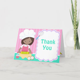 Cute African American Girl Baking Birthday Party Bedankkaart