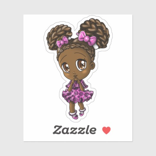 Cute African American Girl Sticker (Vel)
