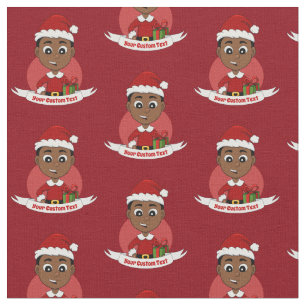 Cute African American Kerstboy cartoon Stof