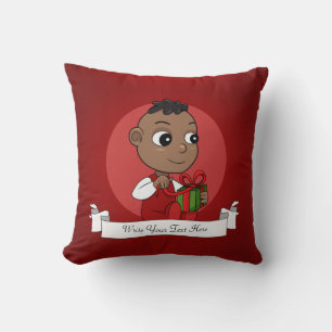 Cute African American Kerstmis cartoon Kussen