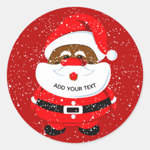 Cute African-American Santa Claus Kerstmis Ronde Sticker