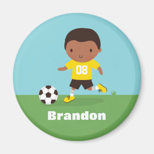 Cute African American Soccer Footballer Boy Magnet Magneet