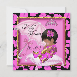 Cute African Baby shower Pink Leopard Kaart