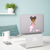 Cute African Mermaid Vinyl Sticker (Laptop op bureau)