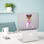 Cute African Mermaid Vinyl Sticker (Laptop op bureau)