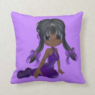 Cute African Paars Girl Pillow Kussen