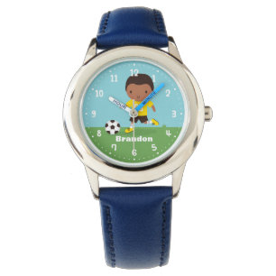 Cute Afro-Amerikaanse Voetbalspeler Jongen Horloge