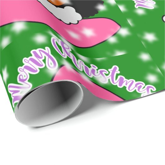 Cute Afro Girl Kerstmis Cadeaupapier (Rol Hoek)