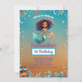 Cute Afro Mermaid Invitation d'anniversaire pour e (Devant)