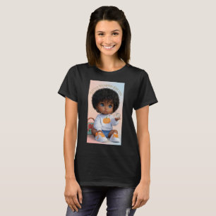 Cute Afro-Textured Haar Baby Karakter Grafische T- T-shirt