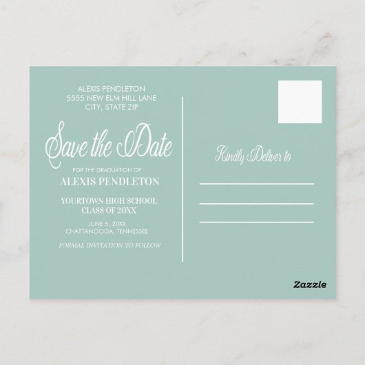 Cute Afstuderen Save the Date Girl Photo Briefkaart (Achterkant)