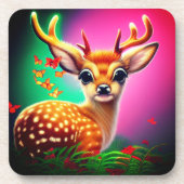 Cute AI Baby Deer Bier Onderzetter (Voorkant)