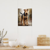 Cute Airedale Terrier Dog Art Imprimer Poster (Cuisine)