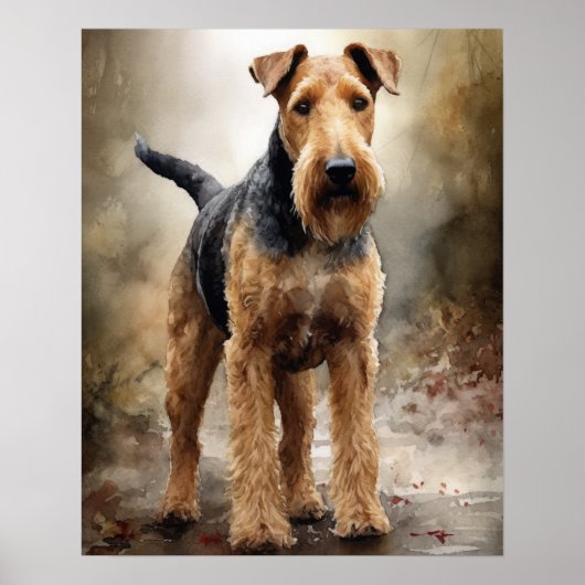 Cute Airedale Terrier Dog Art Imprimer Poster (Devant)