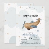 Cute Airplane Speelgoed Clouds Baby shower Kaart (Voorkant / Achterkant)