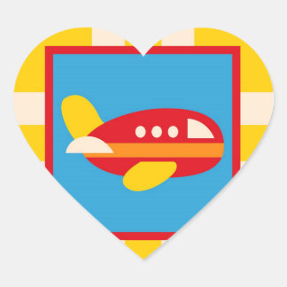 Cute Airplane Transportation Theme Kinder Gifts Hart Sticker