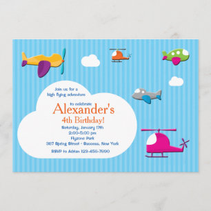 Cute Airplanes Invitation Kaart