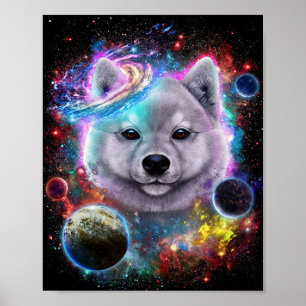 Cute Akita Chien dans l'espace Impression Galaxi