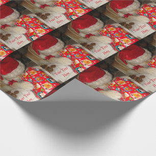 Cute akita dog santa hat opening kerstcadeau cadeaupapier