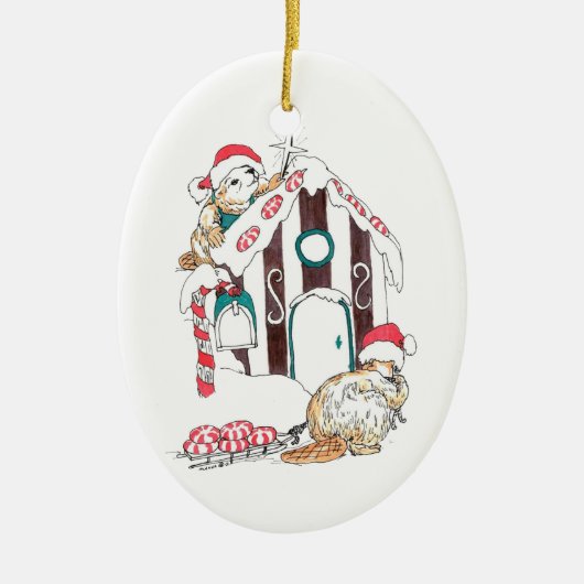 Cute Alaska Wildlife Kerstboom Oval Ornament (Voorkant)