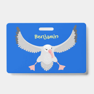 Cute albatros vogel vliegende cartoon illustratie badge