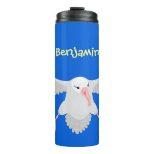 Cute albatros vogel vliegende cartoon illustratie thermosbeker