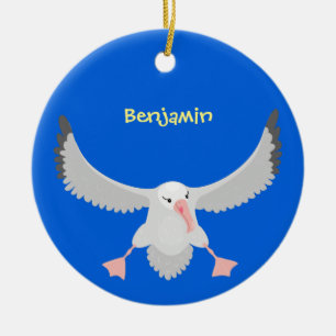 Cute albatross vogelvliegende cartoon illustratie keramisch ornament