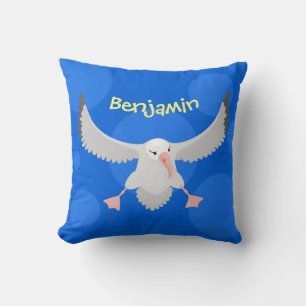 Cute albatross vogelvliegende cartoon illustratie kussen