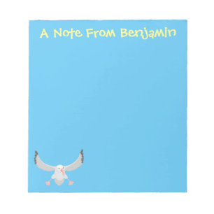 Cute albatross vogelvliegende cartoon illustratie notitieblok