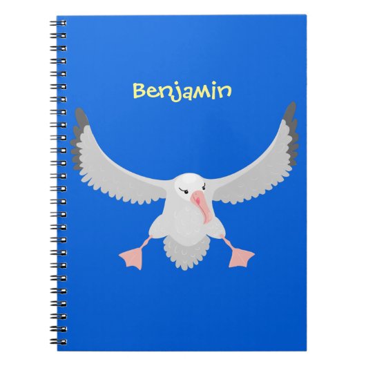 Cute albatross vogelvliegende cartoon illustratie notitieboek (Voorkant)