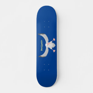 Cute albatross vogelvliegende cartoon illustratie skateboard