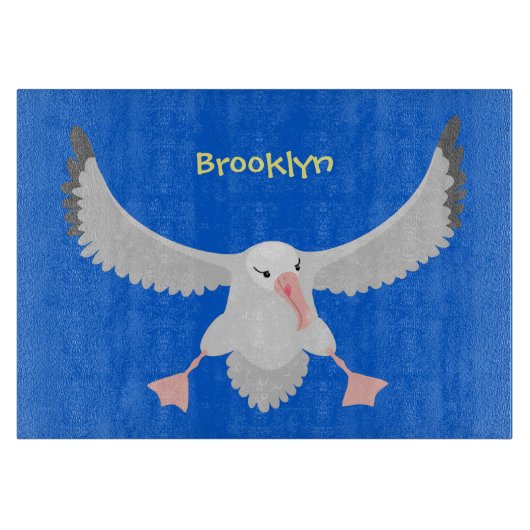 Cute albatross vogelvliegende cartoon illustratie snijplank (Voorkant)