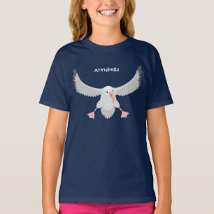 Cute albatross vogelvliegende cartoon illustratie t-shirt
