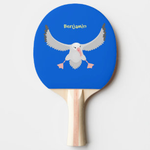 Cute albatross vogelvliegende cartoon illustratie tafeltennisbatje