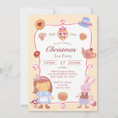 Cute Alice' Creamy Christmas Tea Party Invitation (Devant)
